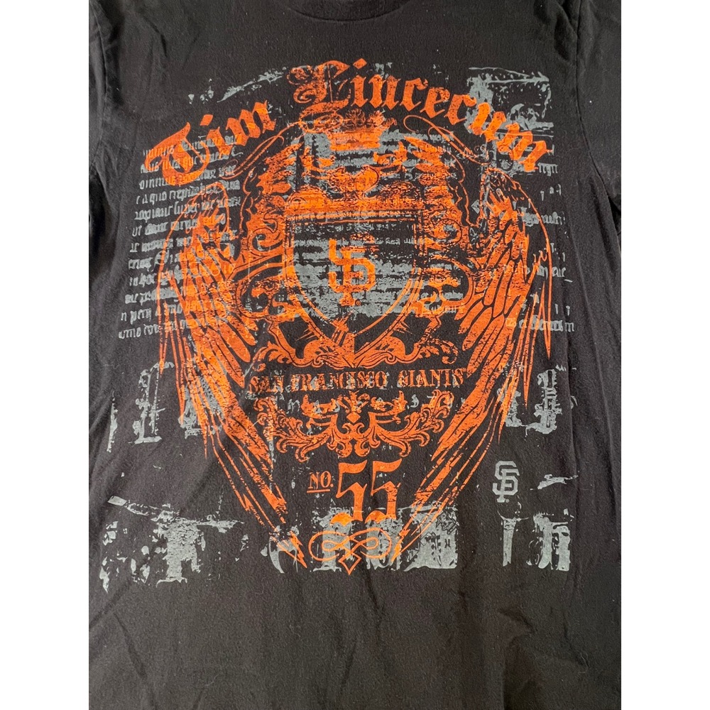 Majestic San Francisco Giants Tim Lincecum 55 Graphic T-Shirt Black Mens Small